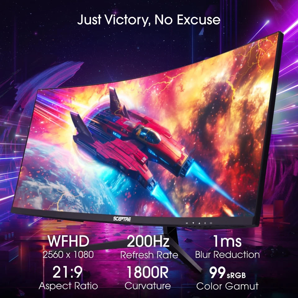 New Curved 30-inch Gaming Monitor 200+Hz Build-in Speakers 2560 x 1080p HDMI ... - Image 4 of 4