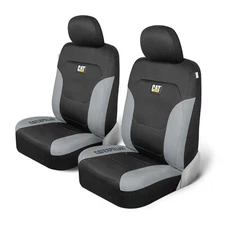 CAT FlexFit Black Gray Seat Covers for Cars, Trucks, & SUV - (2) Front Car Se...