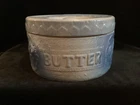 Antique Stoneware Butter Crock/lid - Blue