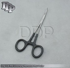 Dog Cat Pet Grooming Hemostat Hair Puller 5" Black Dep Handle Curved