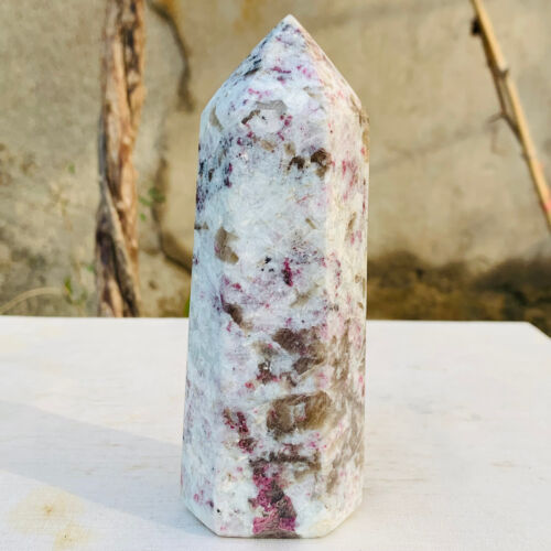 454g Natural Pillar Pink Tourmaline Point Healing Crystal Wand Mineral Stone - 第 1/7 張圖片