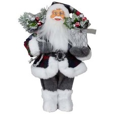 Weihnachtsmann Benny 30cm Weihnachten Deko Figur stehend Nikolaus Santa rot grau