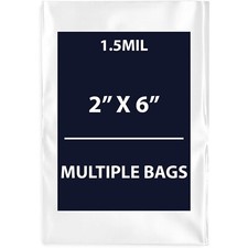 1.5Mil 2" X 6" | LDPE Clear Flat Poly Bags, Flexible & Durable | Multiple Bags