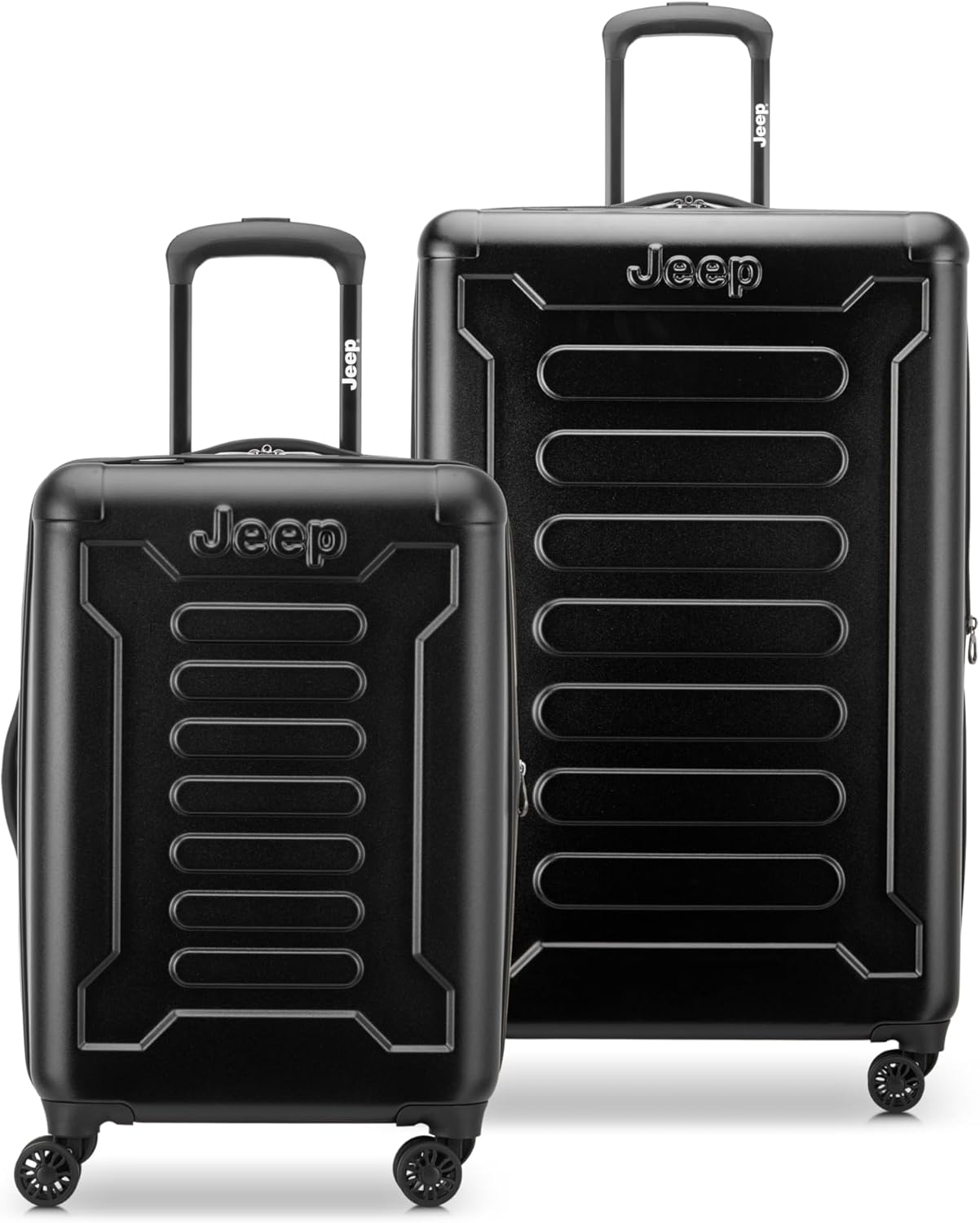 JH004C Black Expandable Spinner Luggage 2-Piece Set 20 28 Inch Hardside Suitcase  