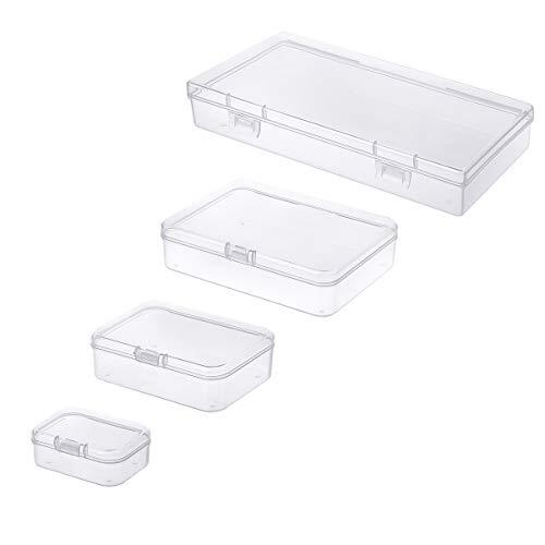 24 Pieces Mixed Sizes Rectangular Empty Mini Clear Plastic Organizer ...