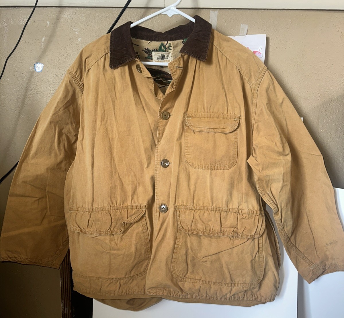 BLACK SHEEP VINTAGE 50's HUNTING JACKET TAN CORDUROY COLLAR XL SEE