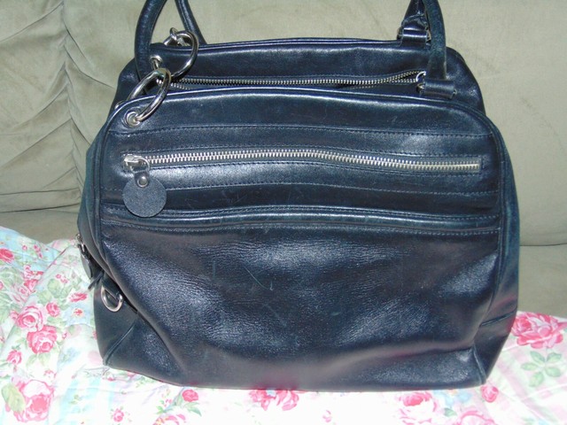 HOGAN Large Black Leather Tote Satchel Carryall Handbag Silver Hardware | eBay