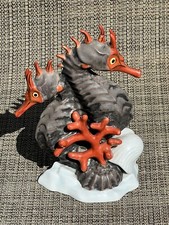 MCM Herend Hungary Porcelain Double Seahorses Sculpture Figurine Nautical 7  XXX