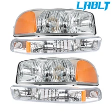 LABLT LH&RH Chrome Halogen Headlight For 1999-2007 GMC Sierra 1500 2000-06 Yukon