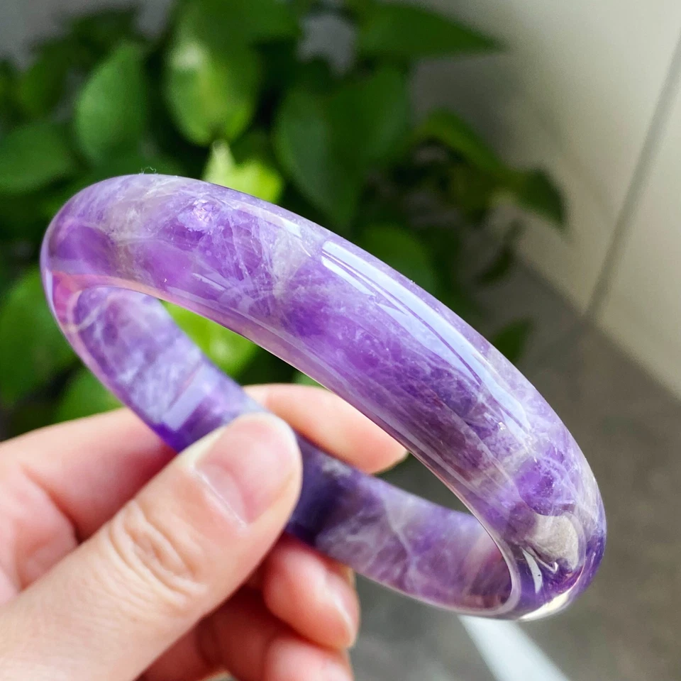 Brazalete de piedras preciosas de cristal amatista púrpura raro natural 62,6 mm AAAA Foto 4 de 4