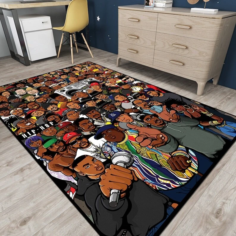 Хип-хоп ковер, легенды ковер, рэппер ковер, музыкальный ковер, музыкальный декор, музыкальная комната ковер, рэп звезда - Изображение 3 из 3