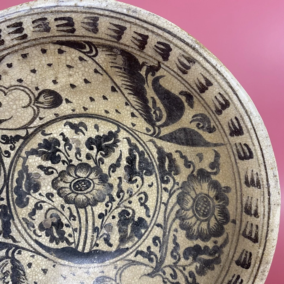 (#1) Sukhothai-Chinese Export Blue & White porcelain dish/plate FISH & foliate - Image 2 of 4