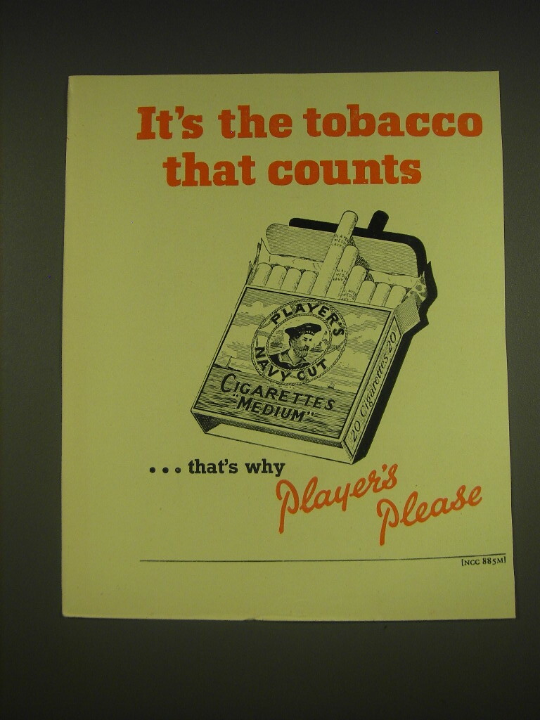 it's the tobacco that counts 1955 Player's Navy Cut Cigarettes Ad