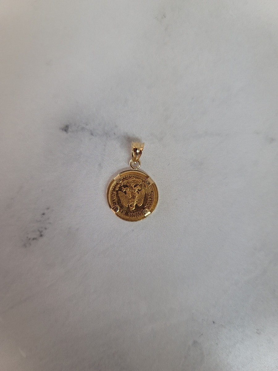 1945 Dos Pesos Gold Coin Pendant with Polished Bezel - gift