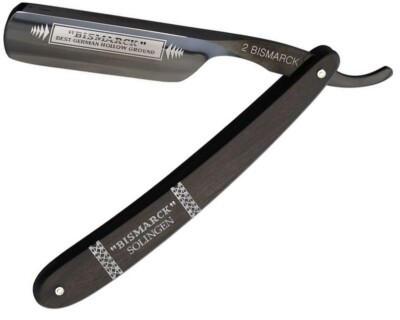 Dovo Bismarck Folding Knife 0.75'' Carbon Steel Razor Blade Ebony Wood Handle