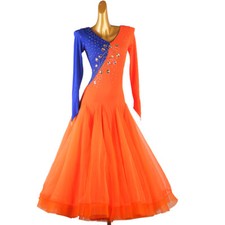 Latin Ballroom Dance Dress Modern Salsa Waltz Standard Long Dress F895 2 Colors