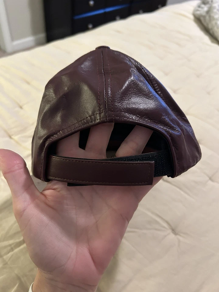 Boné bola Hall couro oliva e pique novo com etiquetas feito nos EUA - Imagem 4 de 4