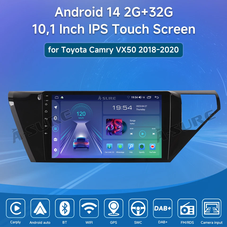 For Toyota Camry 2018-2020 Android 14 Car Radio Stereo Apple Carplay GPS Navi - Image 2 of 4