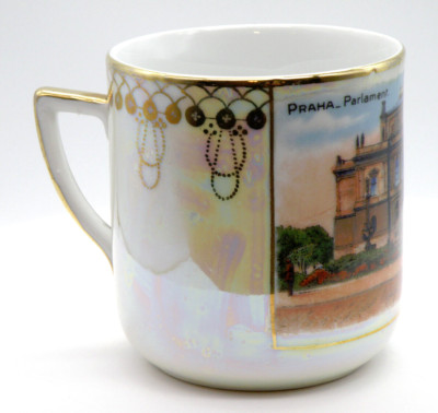 Vintage Czechoslovakia Karl Vary A10 AW Cup Praha Parliment Porcelain Gold Rim