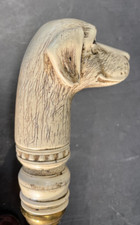 Dog Head Brass Letter Opener with Faux Bone Head  9 3/4" Vintage Hard to Find