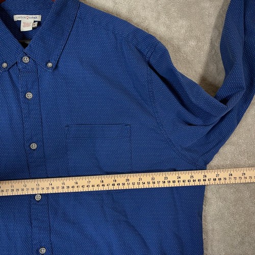 Carbon 2 Kobalt Herren Größe XL Knopfleiste Langarm blau gepunktetes Muster - Bild 5 von 8