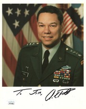 COLIN POWELL HAND SIGNED 8x10 COLOR PHOTO     GREAT GENERAL     TO JIM     JSA
