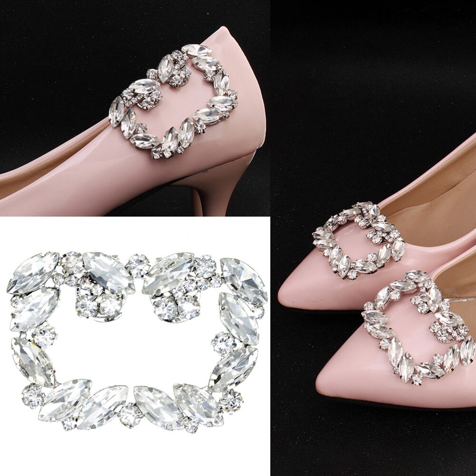 Silver Shoe Clips Rhinestone Decor Wedding Shoe Clips Shoe Buckle Clips
