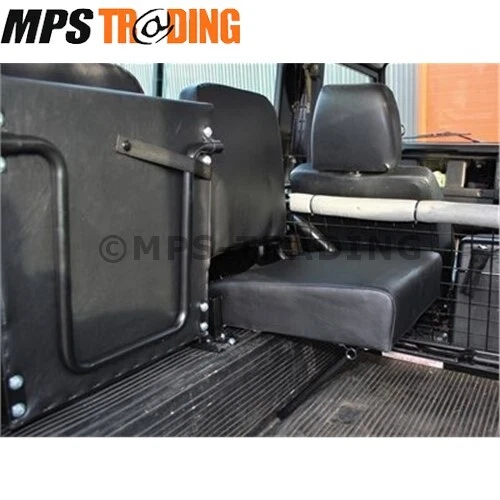 Land Rover Defender asientos traseros plegables orientados hacia adentro vinilo negro 2x DA4067 Foto 2 de 4