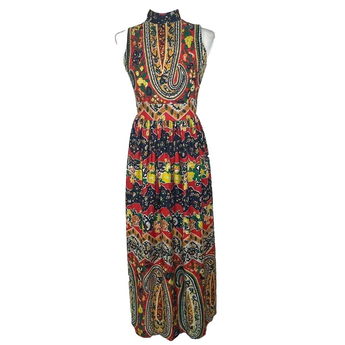 Vtg Vicky Vaughn Juniors Maxi Dress Size XS Colorful Hippie Paisley Red 70s 60s | eBay Vtg Vicky Vaughn Juniors Maxi Dress Size XS Colorful Hippie Paisley Red 70s 60s | eBay