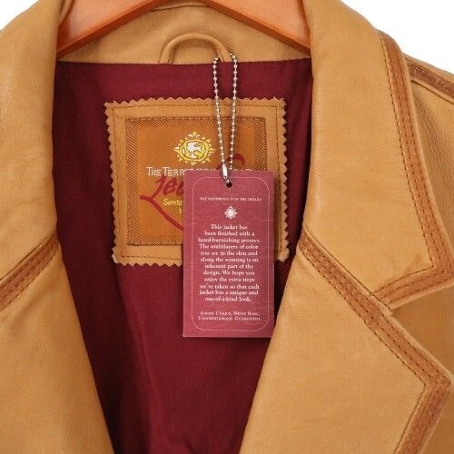 NWT The Territory Ahead Genuine Leather Brown Notch Collar Mens Jacket