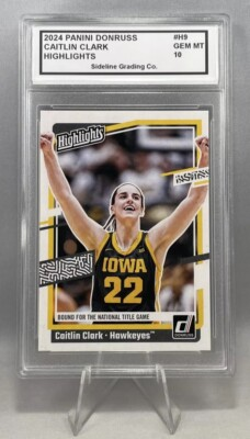 #ad Caitlin Clark 2024 Panini Highlights #H9 Graded Gem Mint 10 College Star Card $18.47