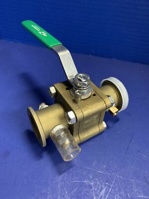 A&N Corp B1075-QF25-VBS Brass Vacuum Ball Valve w/ Port, QF 25 Flanges, Used