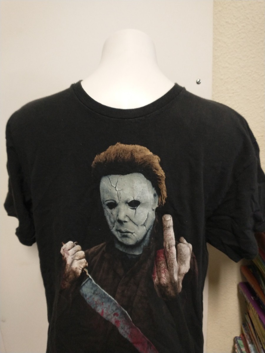 Michael Myers Knife Halloween Movie Character Middle Finger T