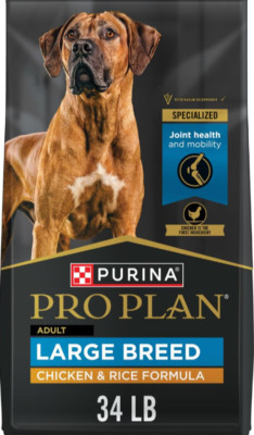 Purina Pro Plan Adult Large Breed Chicken & Rice Formula Dry Dog Food, 34 lb Bag