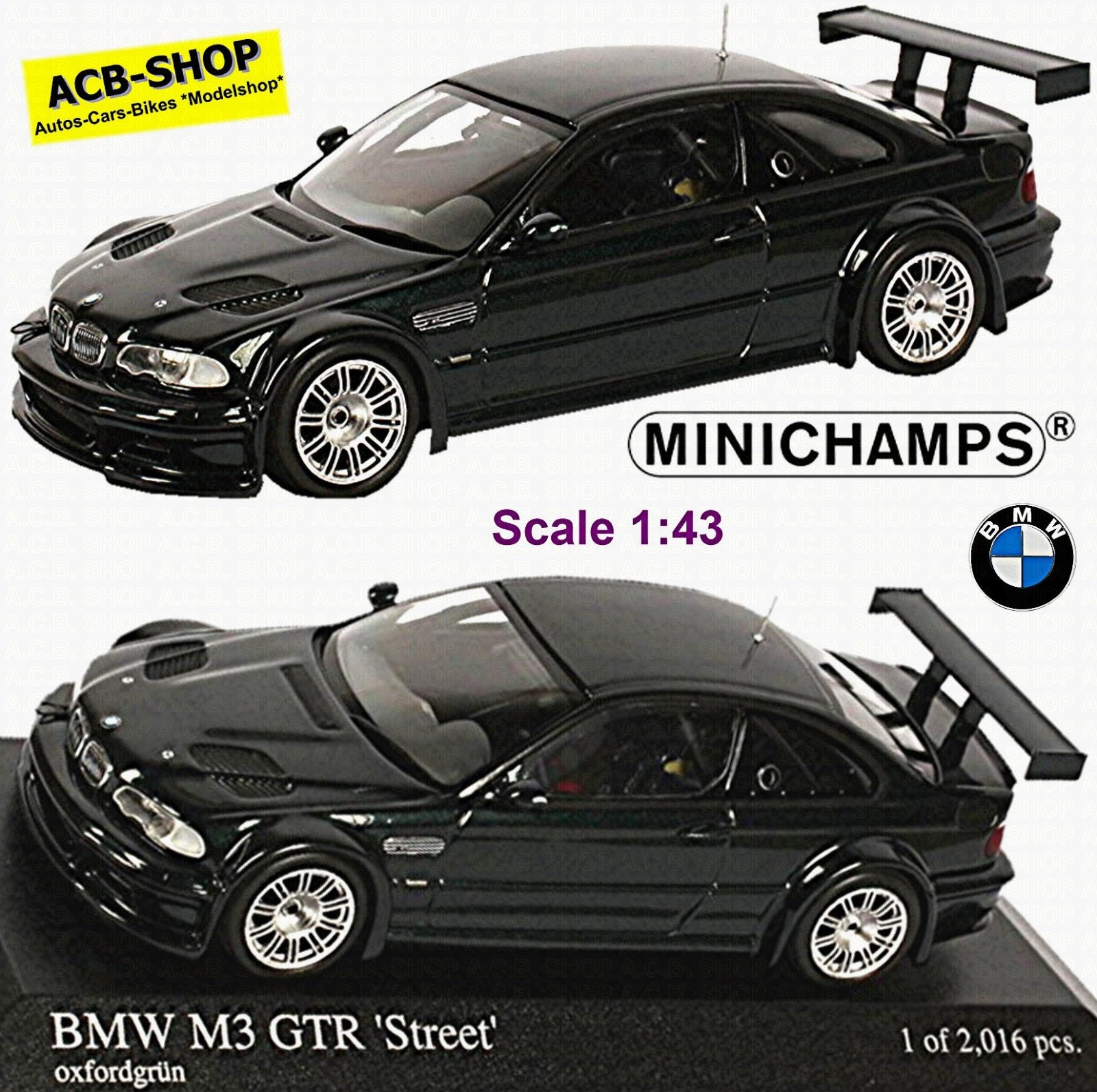 BMW M3 GTR E46 Coupe 2001 Oxford Green Metallic 1:43 Minichamps 400012104