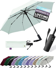Windproof Travel Umbrella for Rain - 43" Compact Folding Umbrella, Reinforced St
