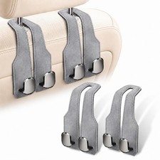 atFivoy 2 Pack Car Headrest Hooks, Dual Metal Hooks, Stylish Gray