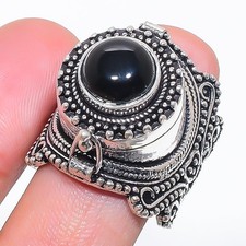 Black Onyx Gemstone Handmade 925 Sterling Silver Jewelry Ring Size 8 s121