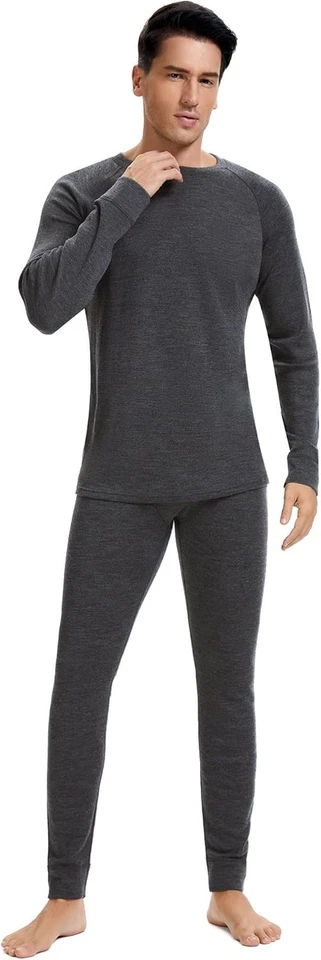 Men's 100% Merino Wool Base Layer Sets Winter Warm Underwear 2PC Long Johns&Tops - Image 4 of 4