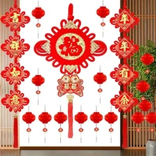 CWLAKON Chinese New Year Decorations 2025, Chinese Knot Fu Character Hanging 