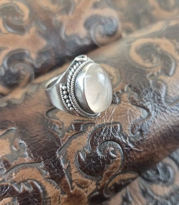 Rosenquarz Ring Kunsthandwerk 925 Sterling Silber
