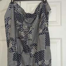 Sarong Beach Wrap - Navy White Patchwork design -one size
