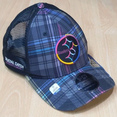 Pittsburgh Steelers New Era 2024 NFL Crucial Catch Plaid 39THIRTY Flex Hat *DMG*