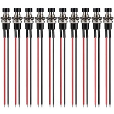 10pcs 7mm Black Prewired Mini Momentary Push Button SPST Normal Open 3V-230V/1A