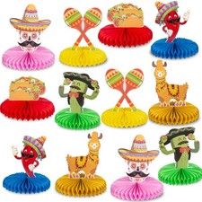 12 PCS Cinco de Mayo Party Decoration Set Mexico Fiesta Honeycomb Centerpiece