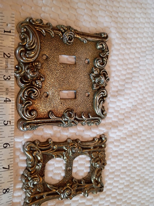 Vintage Antique Brass Electric Face Plates 2 Pieces