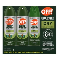 OFF! Deep Woods Dry Insect Repellent Spray 3-Pack (2x 6oz + 1x 4oz)  8hr protect