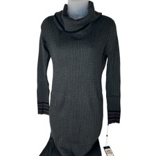 Tommy Hilfiger Grey Turtleneck Long Sleeve Ribbed Sweater Dress Size Small NWT