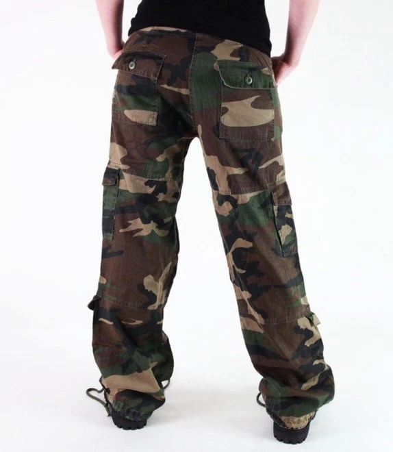 Rothco BDU Woodland Camo Unisex Large Paratrooper Cargo Green Mens Womens Pants - Image 3 of 4