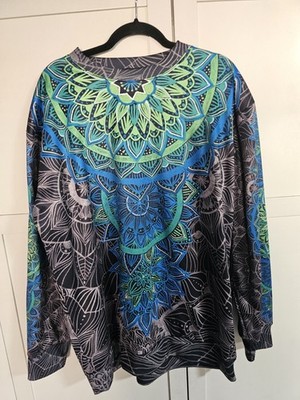 Lunafide Aurora Mandala Sweatshirt Extra Large XL Blue Green Sacred Geometry...